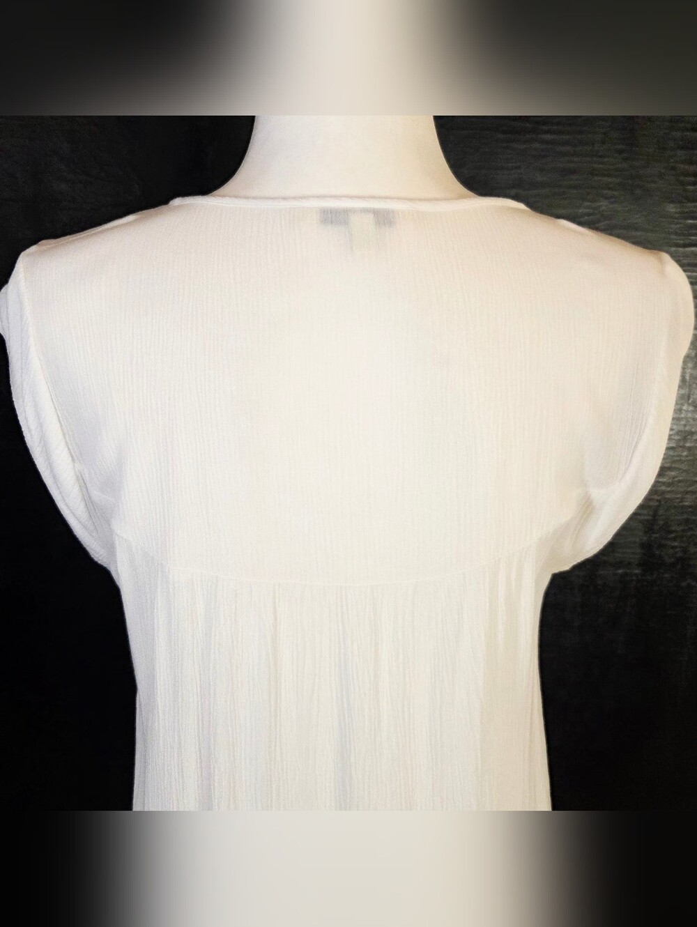 Black Rainn White Boho Lace Inset Keyhole Tassel Gauze Tunic Top M - Picture 9 of 10